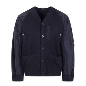 Sacai Men Nylon Twill X Knit Cardigan